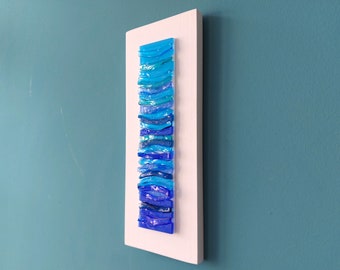 Fused Glass Art - 3D Wall Art - Contemporary Art - Minimalist Art - Coastal Wall Decor - Beach Wall Art - Ocean Decor - Modern Wall Art