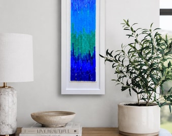Fused Glass Ocean Wall Art, Blue Abstract Decor, Coastal Wall Sculpture, Modern Home Accent