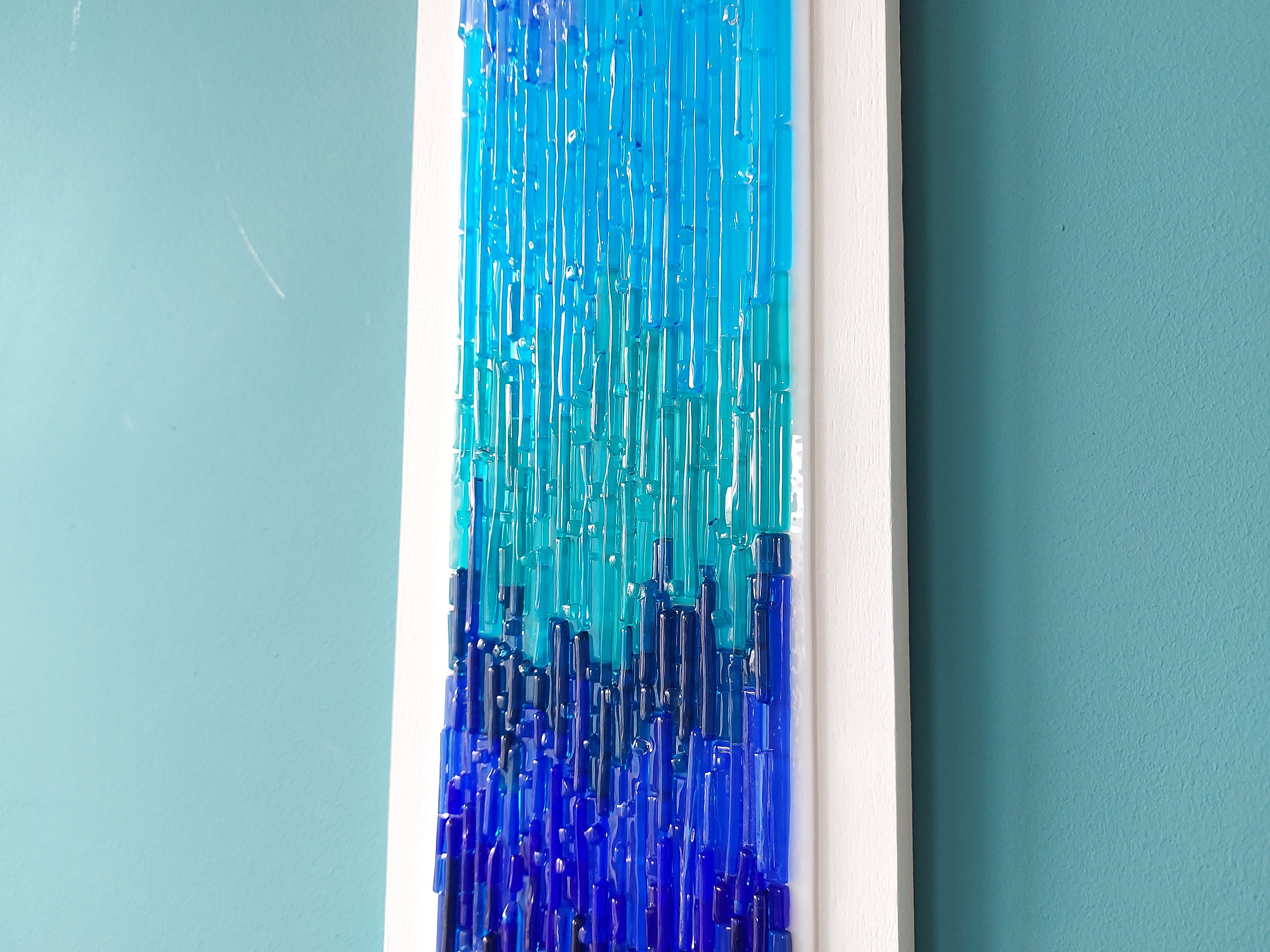 Glass Wall Art Coastal Wall Decor Living Room Wall Art Blue Etsy