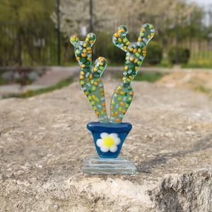 Glass cactus figurne, Cactus lovers gift, Cute cactus gift, Tropical plant art, Cactus plant, Cactus collection, Cactus decorations