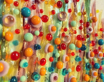 Fused Glass Wall Art: 3D Floral Grassland, Modern Decor