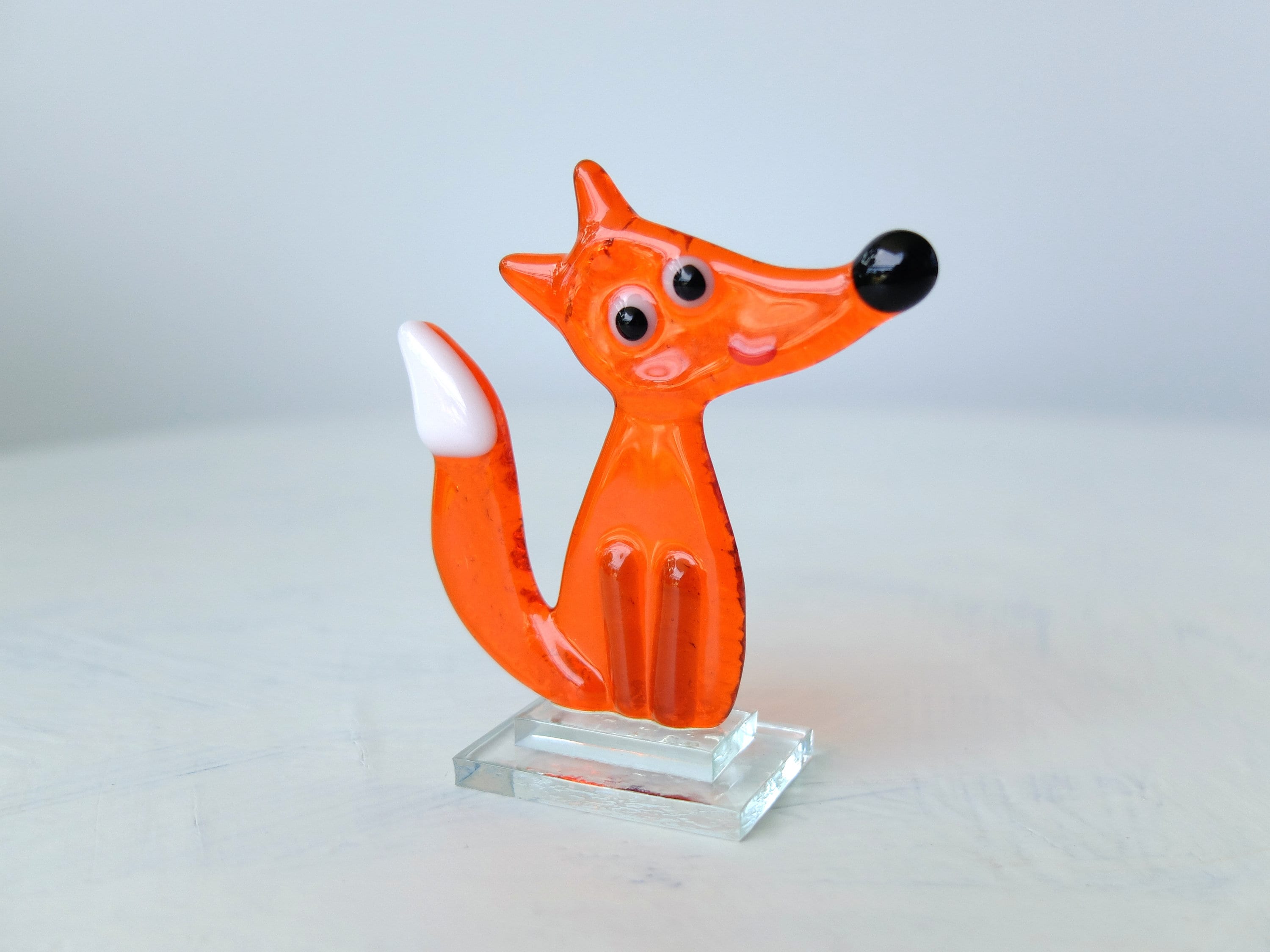 Handmade Fused Glass Fox Figurine: Orange Suncatcher Sculpture - Etsy