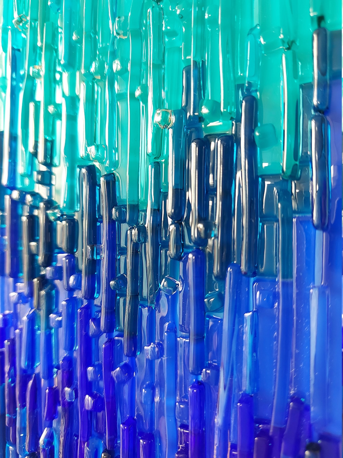 Glass Wall Art Coastal Wall Decor Living Room Wall Art Blue Etsy