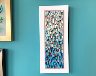 Fused Glass Wall Art: Modern Abstract Sculpture (17.13 x 7.28 in)