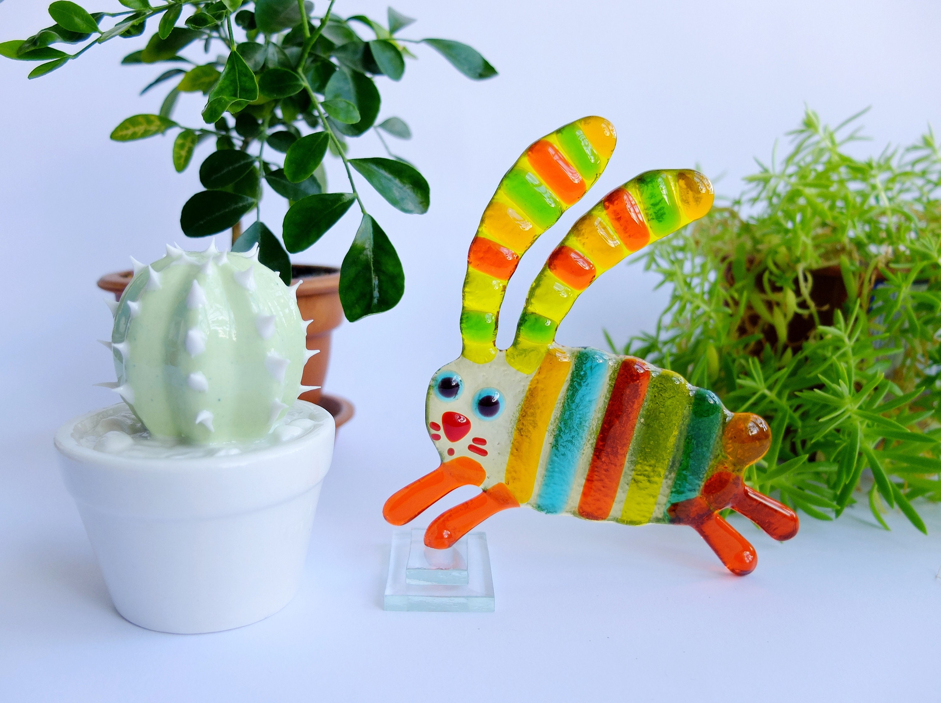 Fused glass Rabbit Color Hare Color rabbit Glass Souvenir Etsy