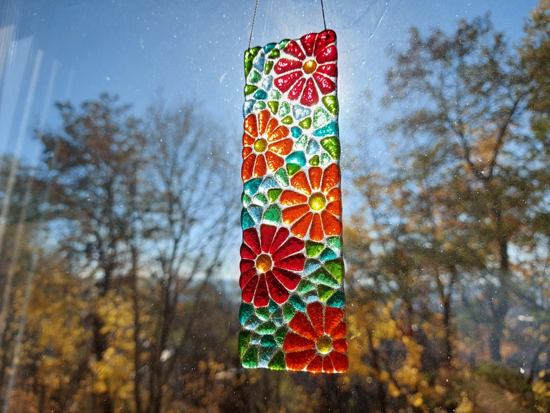Fused Glass Flower Suncatcher Flower Art Glass Glass Etsy