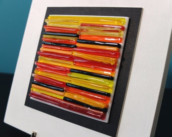 Fused Glass Wall Art: Abstract 3D Modern Design (7.09" x 7.09")