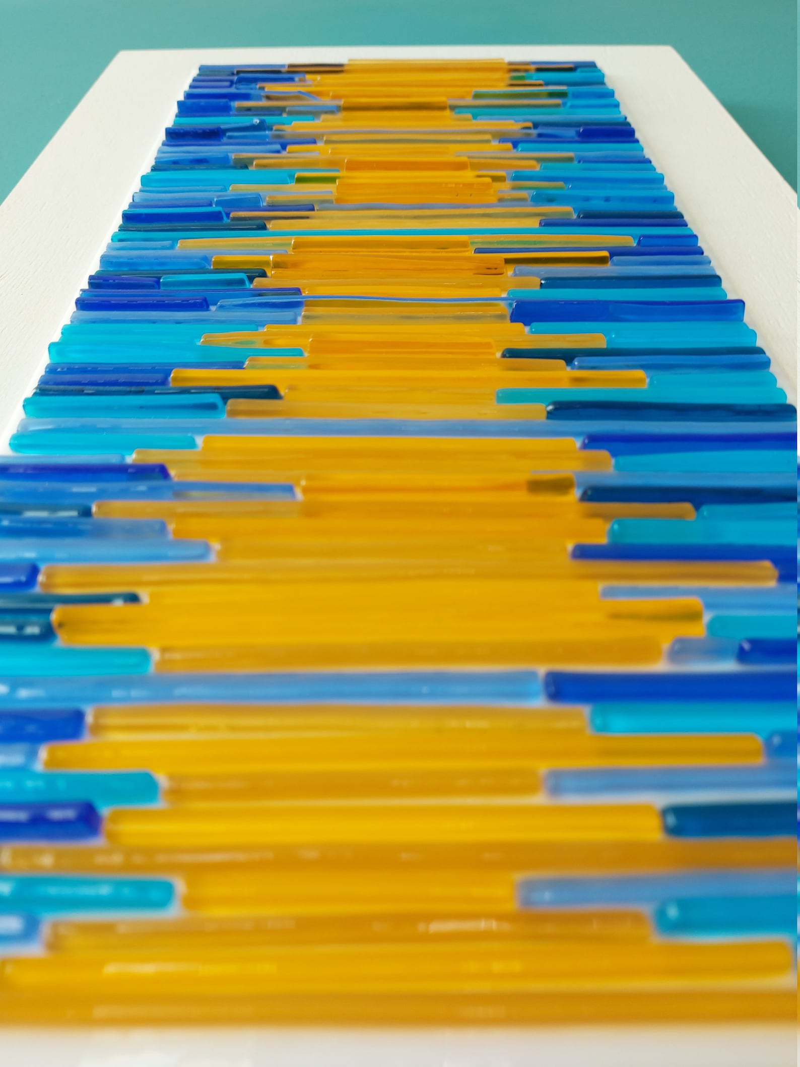 Modern Glass Art Fused Glass Wall Art Blue and Yellow Art Etsy