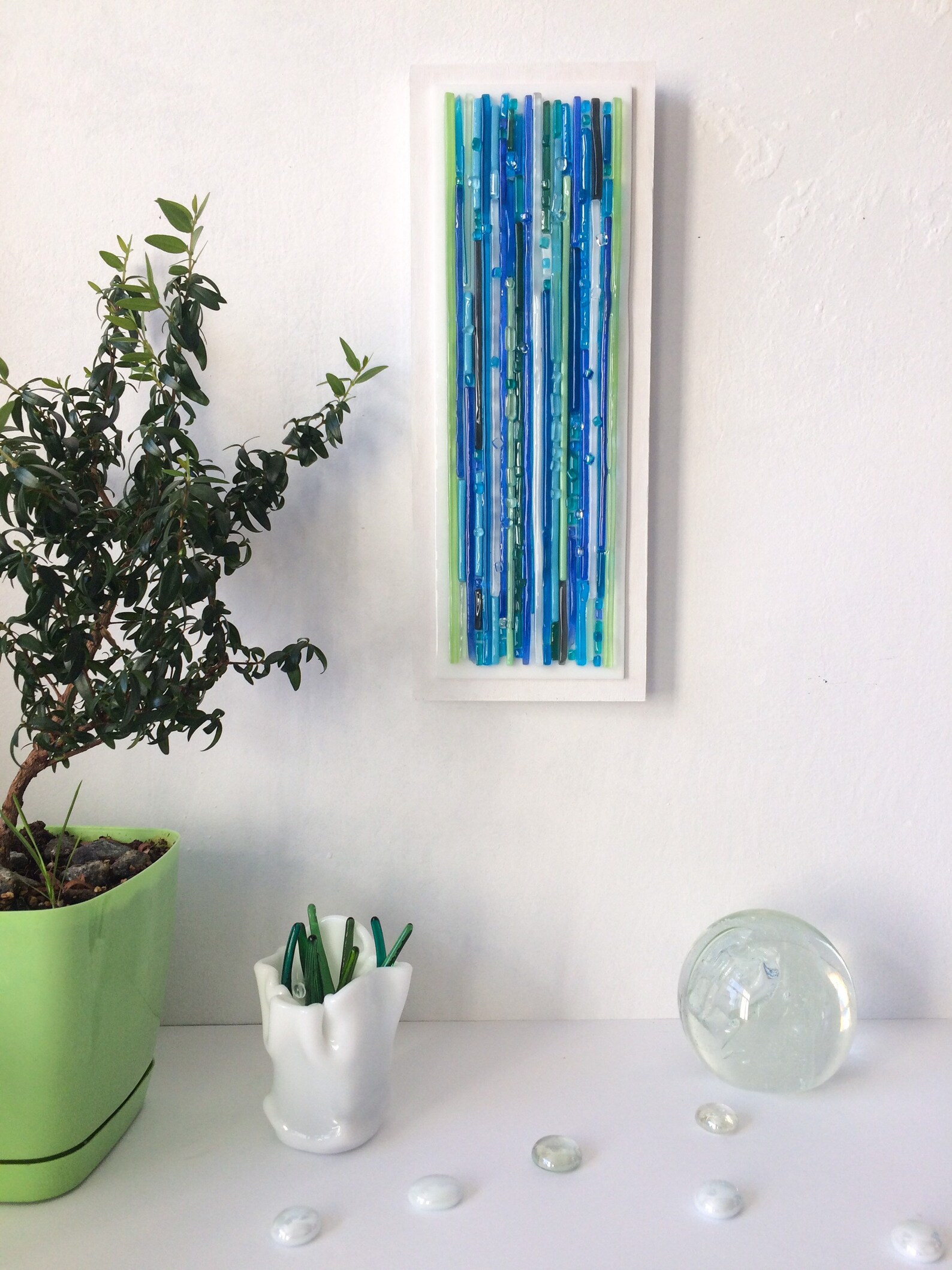 Modern Art Vertical Wall Art 3d Wall Art Fused Glass Wall Etsy