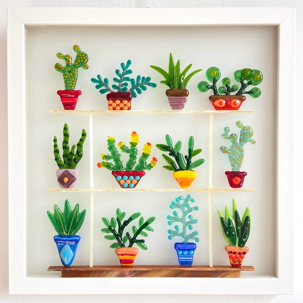 Fused glass plants wall art, house plant lovers, urban jungle art, glass plant decor, botanical art, glass wall sculpture, plant lover gift