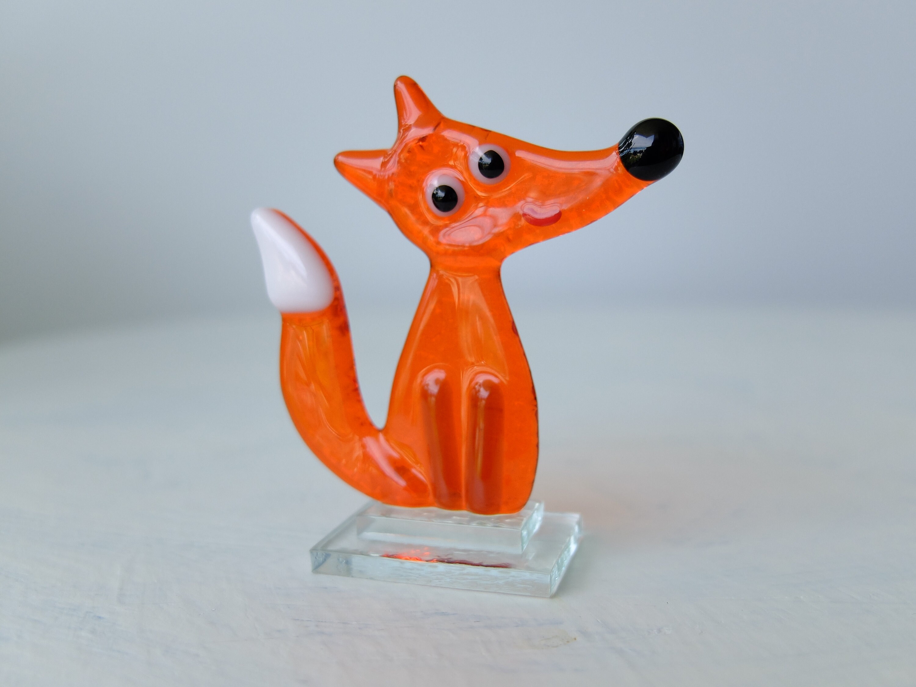 Handmade Fused Glass Fox Figurine: Orange Suncatcher Sculpture - Etsy