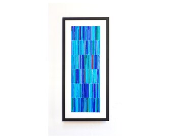 Large Fused Glass Wall Art: Modern Blue Ocean Decor