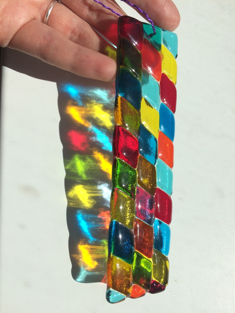 Fused Glass Rainbow Suncatcher Glass Light Catcher Colorful Etsy