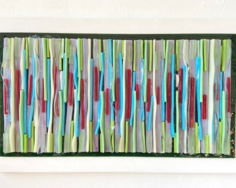 Fused Glass Wall Art: Abstract 3D Modern Art (9.84 x 16.93 in)