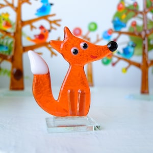 Gift for fox lovers, Fox glass, fox figurine, Animals sculpture, Glass suncatcher, Gifts for women, Glass Orange art, Glass Souvenir animals