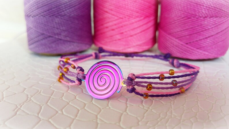 Spiral Mood-boosting Bracelet Sun Earth Circle Boho Festival Stainless Steel Friendship Handmade Gift Infinity Macrame