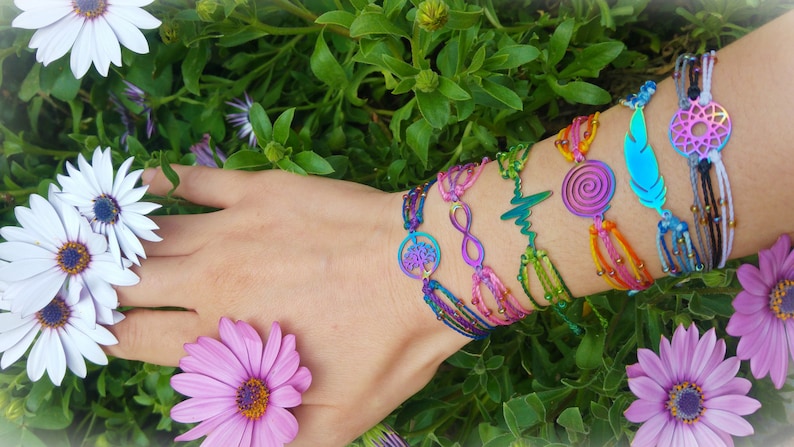 Spiral Mood-boosting Bracelet Sun Earth Circle Boho Festival Stainless Steel Friendship Handmade Gift Infinity Macrame