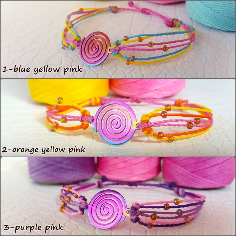 Spiral Mood-boosting Bracelet Sun Earth Circle Boho Festival Stainless Steel Friendship Handmade Gift Infinity Macrame