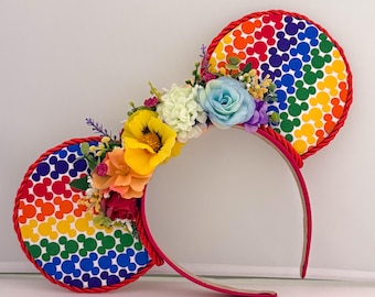 Pride Rainbow Mickey Floral Mouse Ears