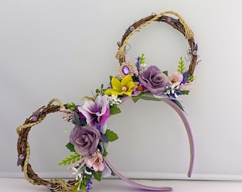 Rapunzel Vine Mouse Ears with Flowers