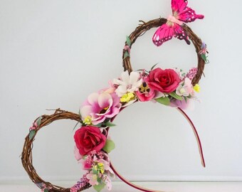 Flower and Garden inspired Floral Vine Ear | Floral Wreath Mouse Ears