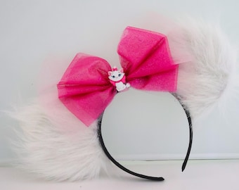 Marie Furry Floral Mouse Ears (Back is Solid White)