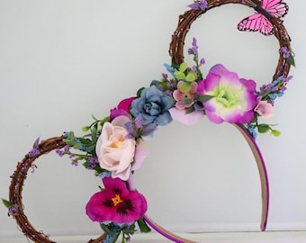 Flower and Garden inspired Floral Vine Ear | Floral Wreath Mouse Ears