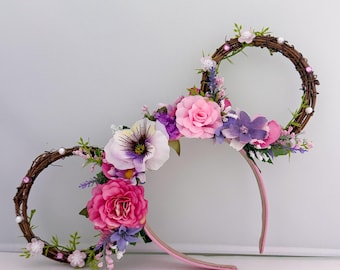 Bright Pink Flower and Garden inspired Floral Ears