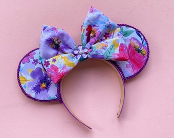 Spring Blooms Fabric Mouse Ears with Fabric Bow