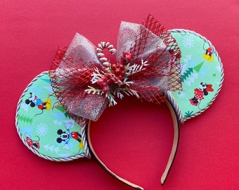 Holiday Inspired Mouse Ears with Fabric Bow