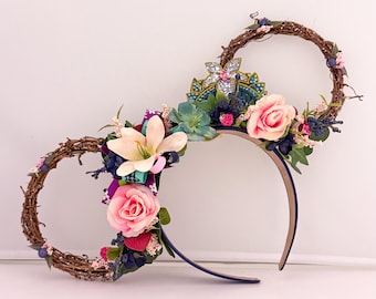Mulan Inspired Vine Mouse Ears | Floral Mouse Ears | Princess Mouse Ears | Handmade Disney Park Ears | Fantasyland Headband