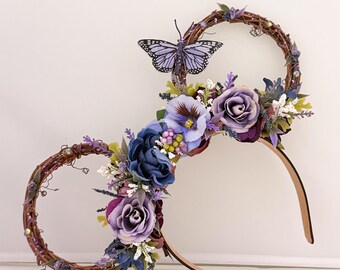 Purple Flower and Garden inspired Floral Ears