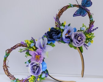 Blue Butterfly Mickey Ears • Floral Grapevine Minnie Ears  display picture 1