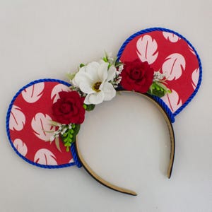 Lilo Inspired Mickey Ears | Hawaiian Floral Disney Headband | Handmade Lilo & Stitch Minnie Ears