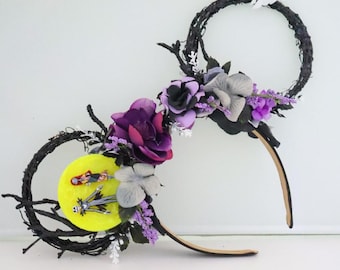 Nightmare Before Christmas Ears | Halloween Mouse Ears | Floral Wreath Mouse Ears