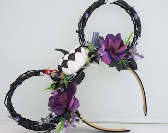 Nightmare Before Christmas Ears | Halloween Mouse Ears | Floral Wreath Mouse Ears