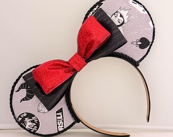 Disney Villains Mouse Ears | Villain Mouse Ears | Disney Halloween Ears | Handmade Disney Park Ears | Black Red Bow