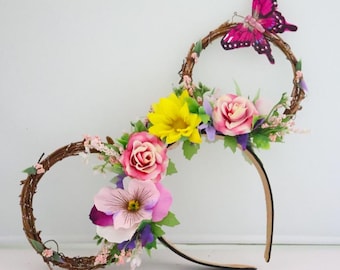 Flower and Garden inspired Floral Vine Ear | Floral Wreath Mouse Ears