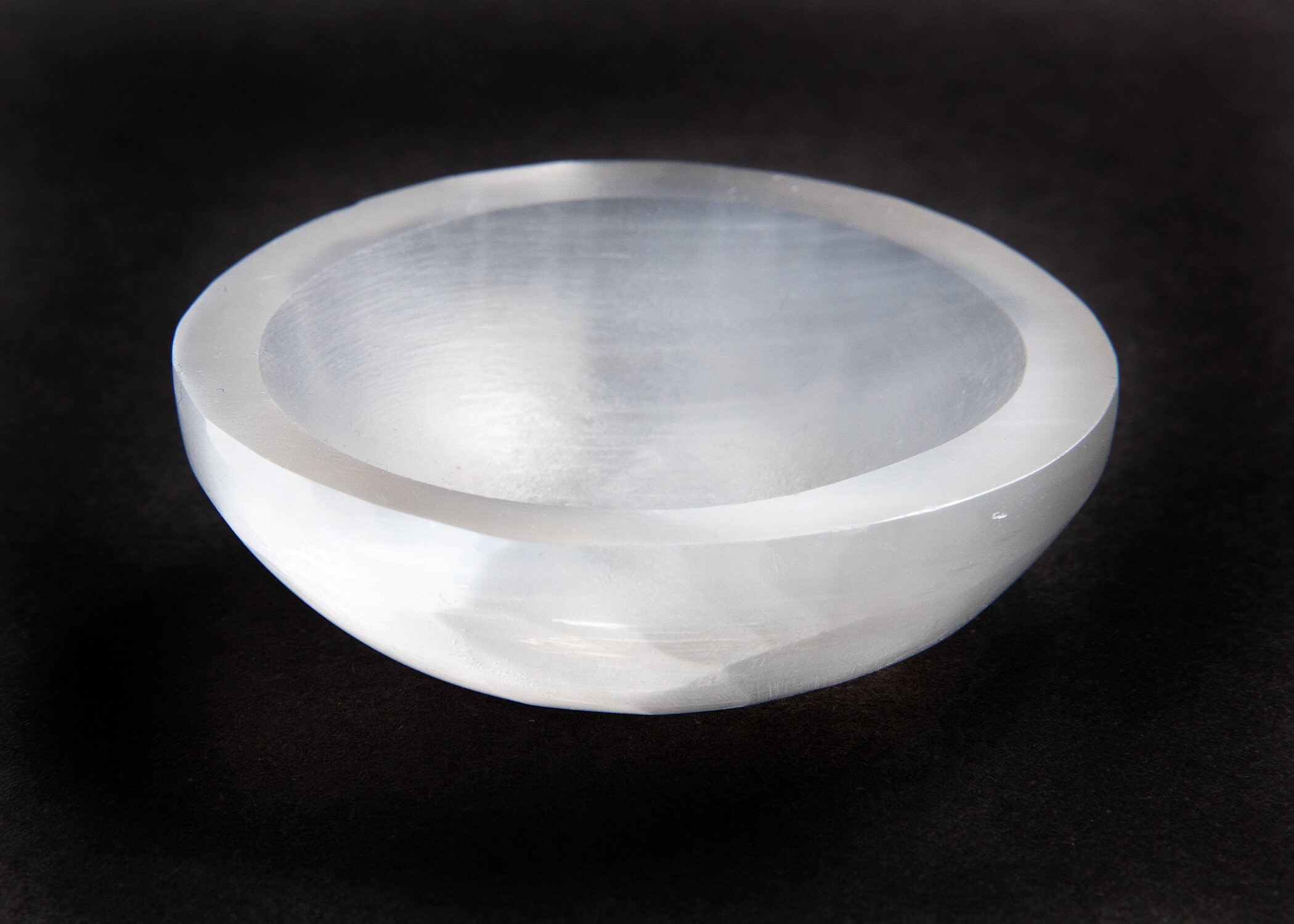 Mini Selenite Bowl, 2" ROUND Shaped Polished Satin Spar Cleansin…