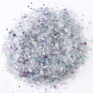 Crushed Fluorite Crystal Chips with Glitter, FINE Rough Healing Gemstone Mix (2-4MM), DIY Orgonite Supply, Ships from USA
