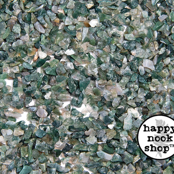 Moss Agate Crystal Chips, TUMBLED Healing Gemstones, New Age Polished Semi-Precious Rocks, Stones, DIY Orgonite Supply, Ships from USA