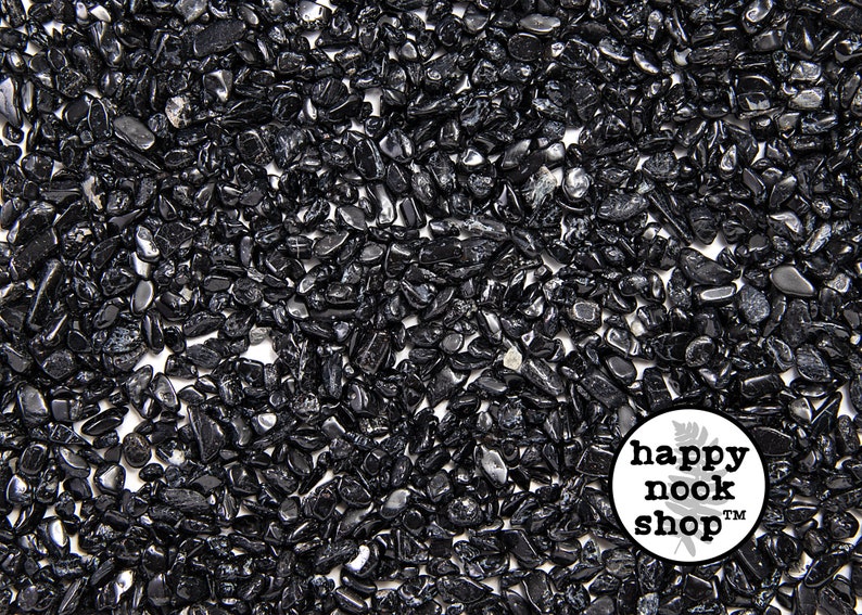 Black Tourmaline Crystal Chips, 3 Ounces TUMBLED Healing Gemston Black Tourmaline Crystal Chips, 3 Ounces TUMBLED Healing Gemston