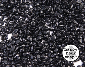 Black Obsidian Crystal Chips, 3 Ounces TUMBLED Healing Gemstones, New Age Polished Semi-Precious Rocks, Stones, DIY Orgonite Supply