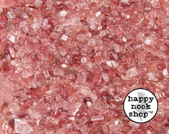 Strawberry Quartz Crystal Chips, TUMBLED Healing Gemstones, New Age Polished Semi-Precious Rocks, Stones,DIY Orgonite Supply, Ships from USA
