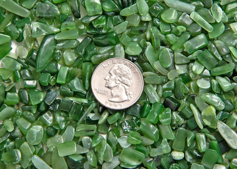 Bulk Nephrite Jade Crystal Chips Green Tumbled Undrilled Etsy