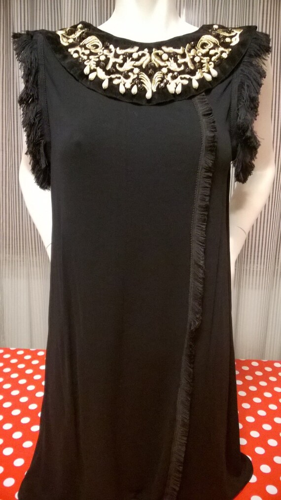 Elegante abito Nero e Oro. Con scollo tondo Senza maniche | Etsy Italia