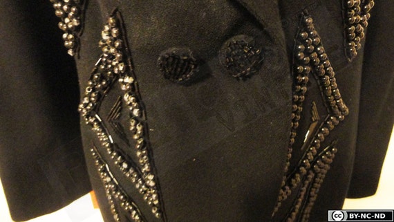 Giacca in lana anni '80, colore Nero con ricamo g… - image 4