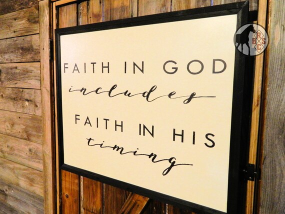 FAITH in God & His Timing Wood Box Sign Farmhouse Country Distressed 8 x 8 FAITH in God & His Timing Wood Box Sign Farmhouse Country Distressed 8 x 8