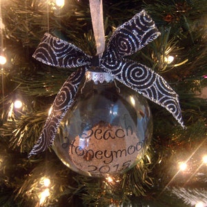 Beach Honeymoon Glass Ornament