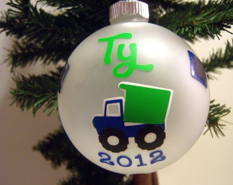 Truck Personalized Glass Ornament